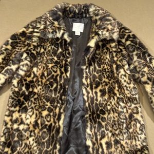 Rachel Parcell Faux Fur Animal Print 3/4 length coat